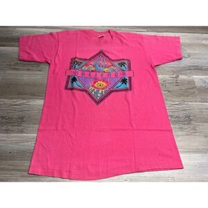 Vintage 90s Arizona T-Shirt Single Stitch Hot Pink Hacienda Cactus Desert‎ Art L